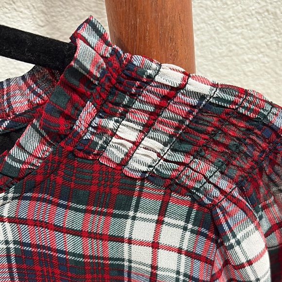 Talbots Red and White Smocked Tie Front Blouse - Picture 5 of 5